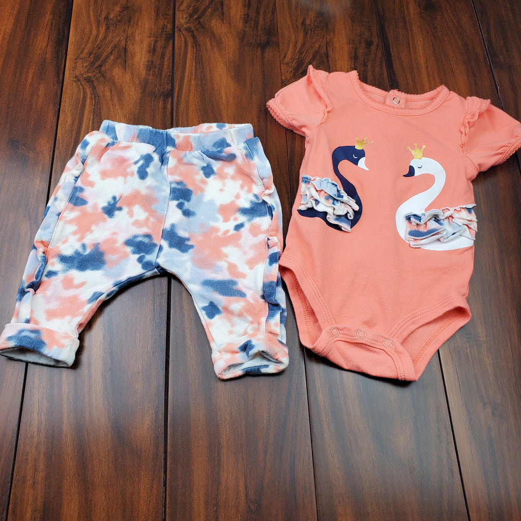 2pc Swan Outfit 0-3 months